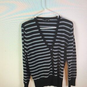 Black and Gray Striped Cardigan